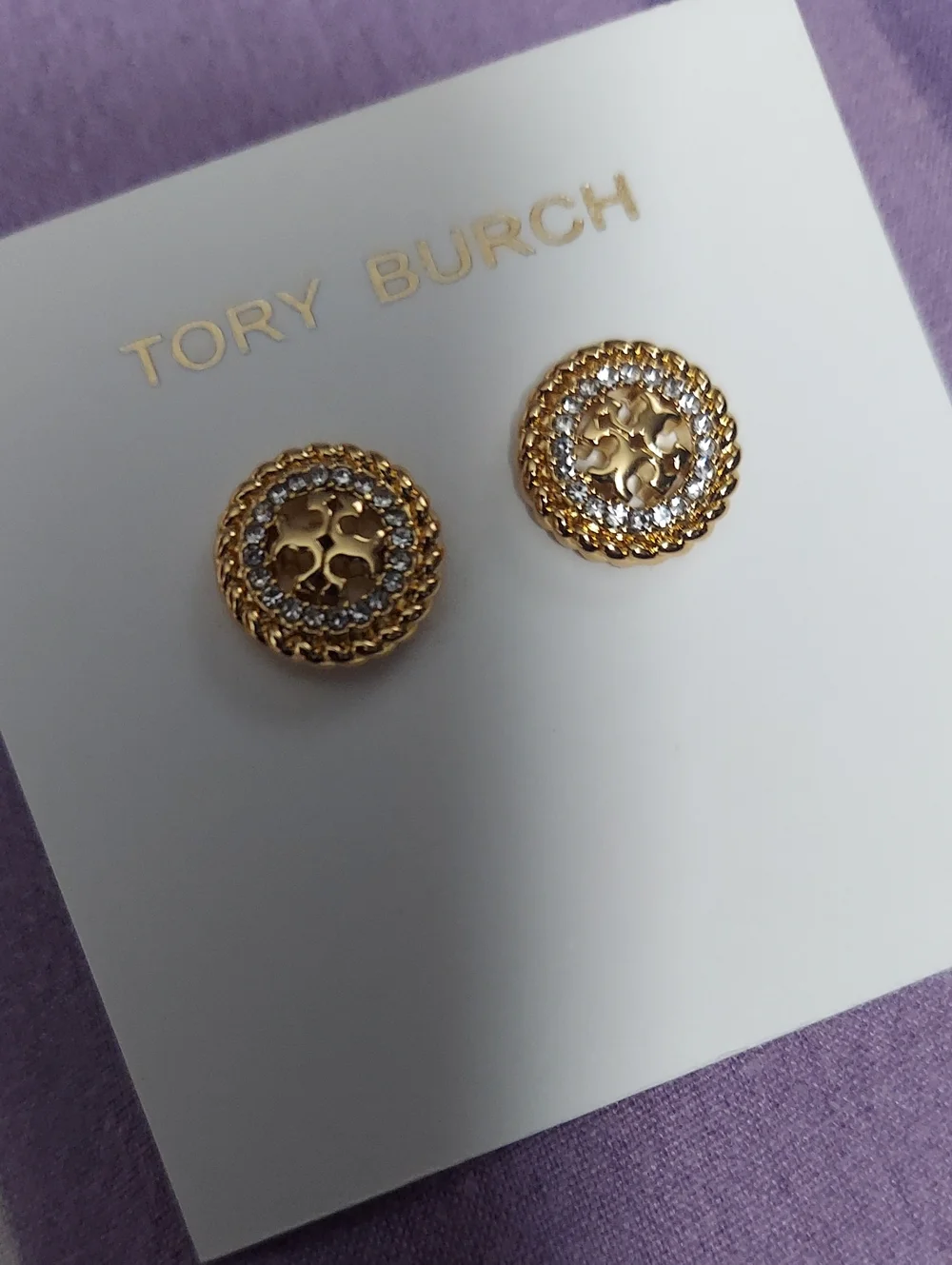 Tory Burch Rope Crystals Stud Earrings New